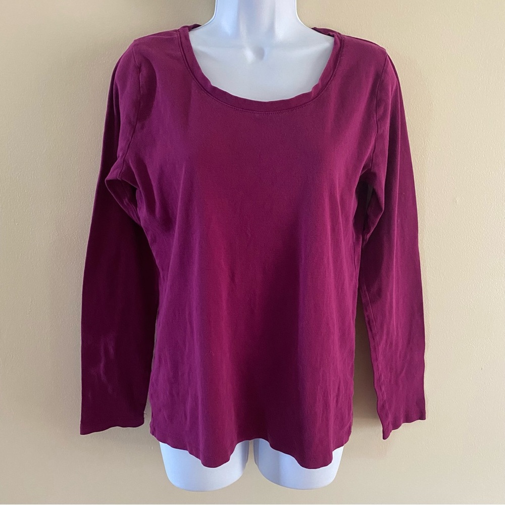 Merona Ultimate Tee Long Sleeve Shirt Women's Size Large Purple 100% Cotton